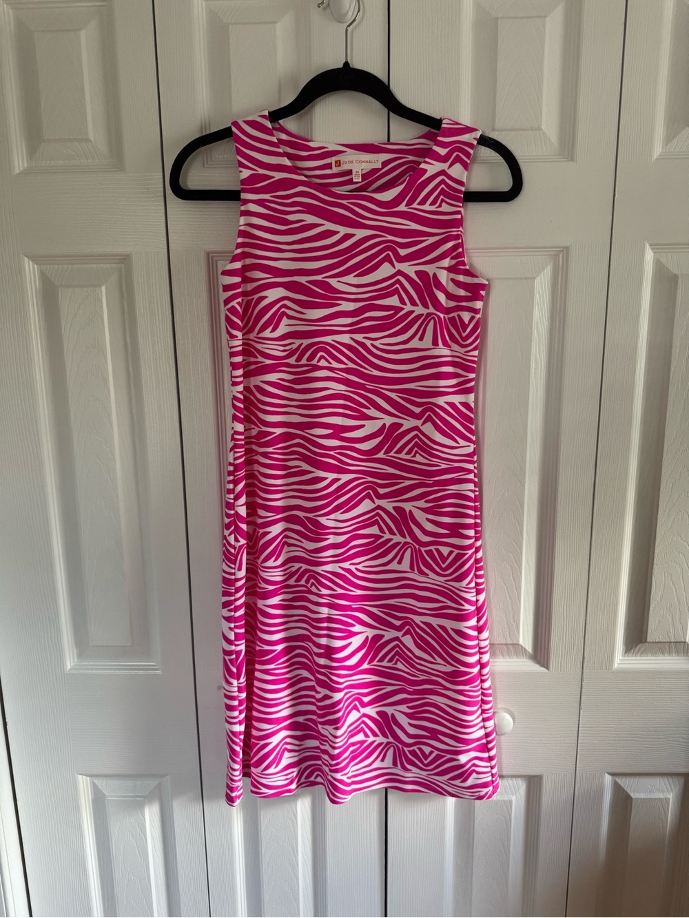 Jude Connally XS Pink and white zebra print tank mini dress / cover up